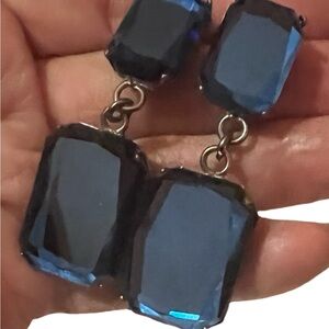 Chunky Reflective Blue Drop Earrings